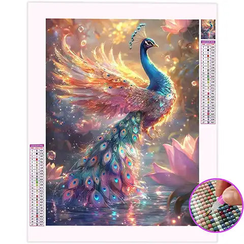 Broderie Diamant Paon Doré