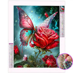 Broderie Diamant Papillon et Rose