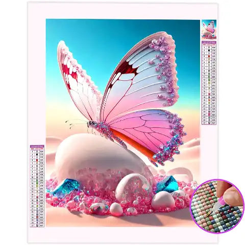 Broderie Diamant Papillon Rose