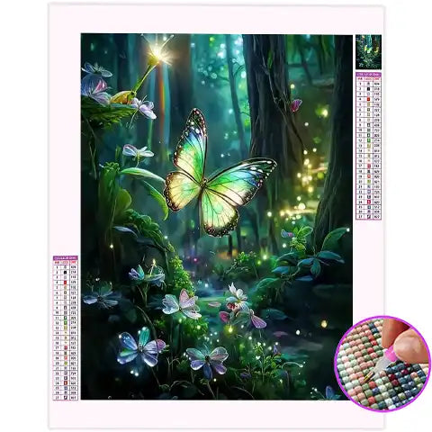 Broderie Diamant Papillon Vert