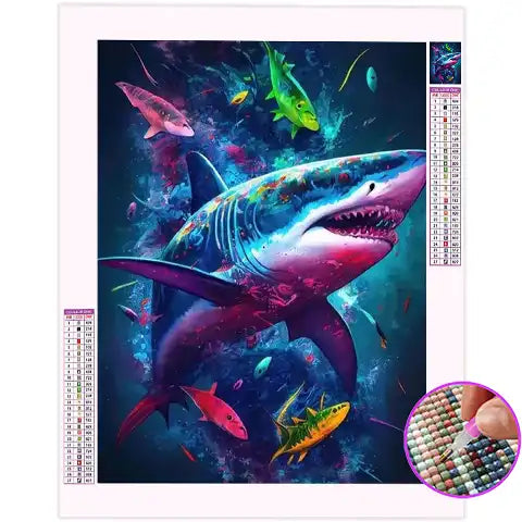Broderie Diamant Requin