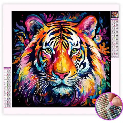Broderie Diamant Tigre Coloré