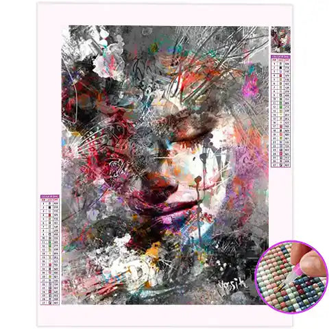 Broderie Diamant Visage Abstrait