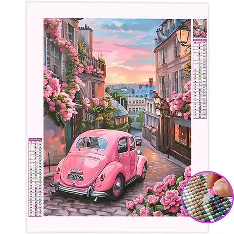 Broderie Diamant Voiture Rétro