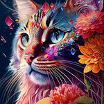 Broderie Diamant Chat Abstrait