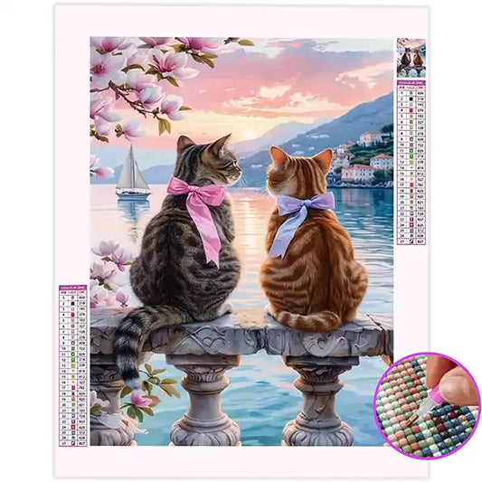 Broderie Diamant Chat Couple