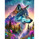 Broderie Diamant Visage Loup