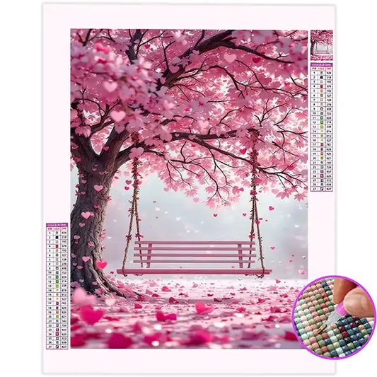 Broderie Diamant Arbre Balançoire