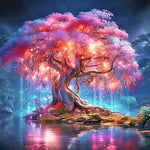 Broderie Diamant Arbre Rose