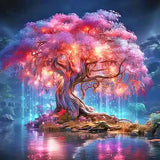 Broderie Diamant Arbre Rose