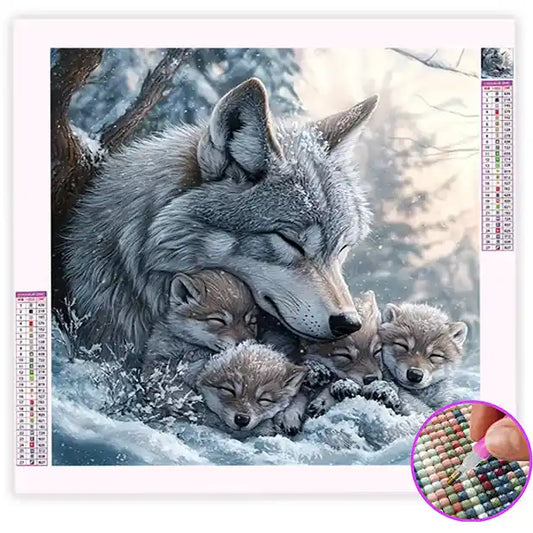 Broderie Diamant Bébé Loup