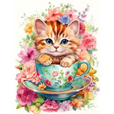 Broderie Diamant Chat dans une Tasse