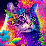 Broderie Diamant Chat Multicolore