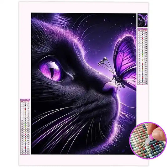 Broderie Diamant Chat Papillon