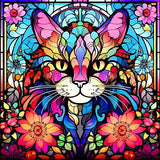 Broderie Diamant Chat Vitrail