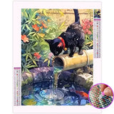 Broderie Diamant Chaton Noir