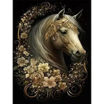 Broderie Diamant Cheval Cheval et Fleurs