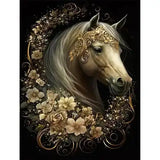 Broderie Diamant Cheval Cheval et Fleurs