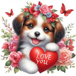 Broderie Diamant Chien Cœur