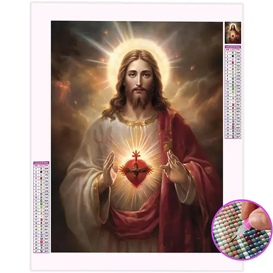 Broderie Diamant Cœu Sacré de Jésus