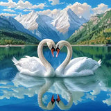 Broderie Diamant Cygne Cœur