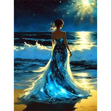 Broderie Diamant Femme à la Mer