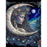 Broderie Diamant Femme Lune