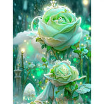 Broderie Diamant Fleur verte