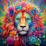 Broderie Diamant Lion Coloré