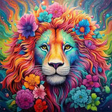 Broderie Diamant Lion Coloré