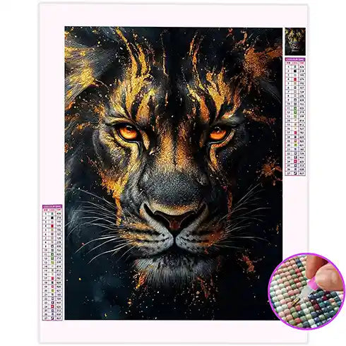 Broderie Diamant Lion Noir