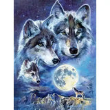 Broderie Diamant Loup avec Lune