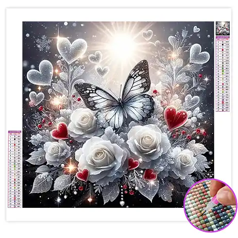 Broderie Diamant Papillon Blanc
