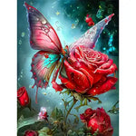 Broderie Diamant Papillon et Rose
