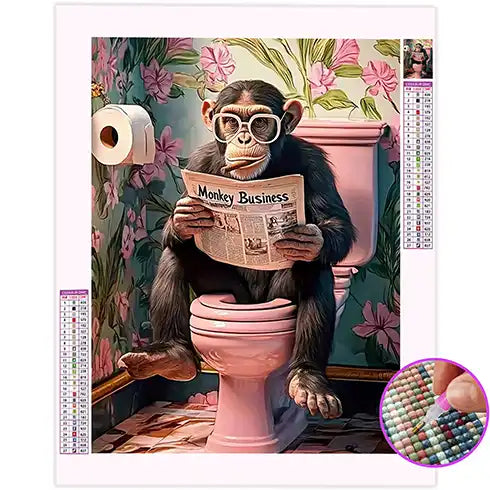 Broderie Diamant Singe Toilette