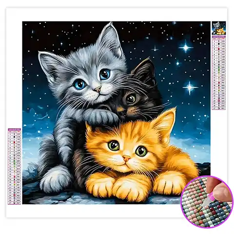 Broderie Diamant Trois Chats