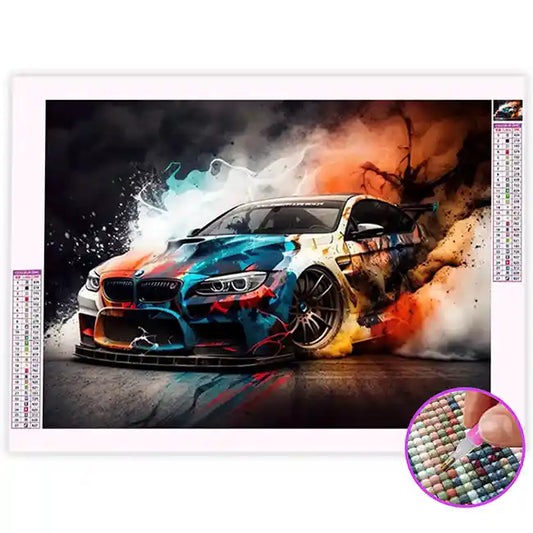 Broderie Diamant Voiture de Rallye