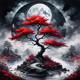 Broderie Diamant Arbre Rouge