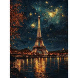 Broderie Diamant Tour Eiffel Nuit