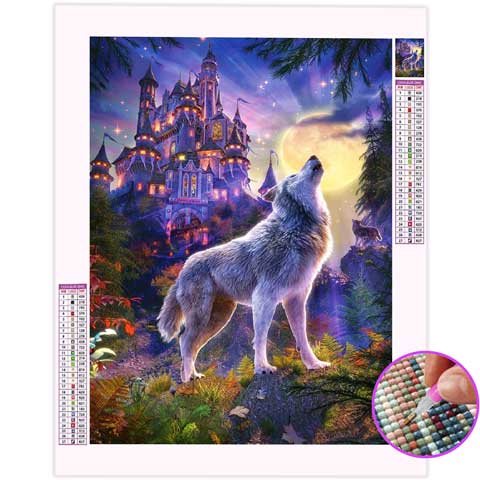 Broderie Diamant Loup Château | My Diamond Painting