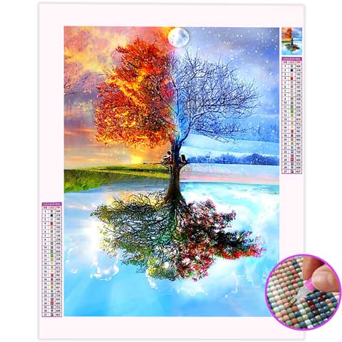 Broderie Diamant Arbre 4 Saisons